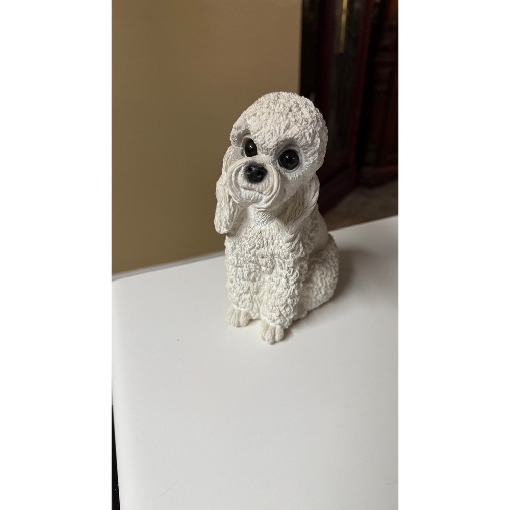 Classic Critters White Poodle Gold Medal Vintage 1984 UDC Garden Resin Figurine